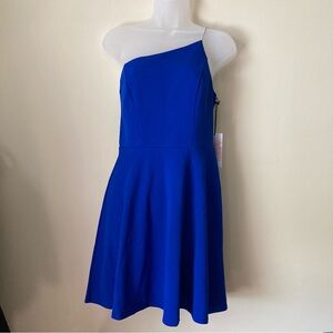 Crystal Sky One Shoulder Mini  Fit & Flare Dress Juniors Size Small Blue